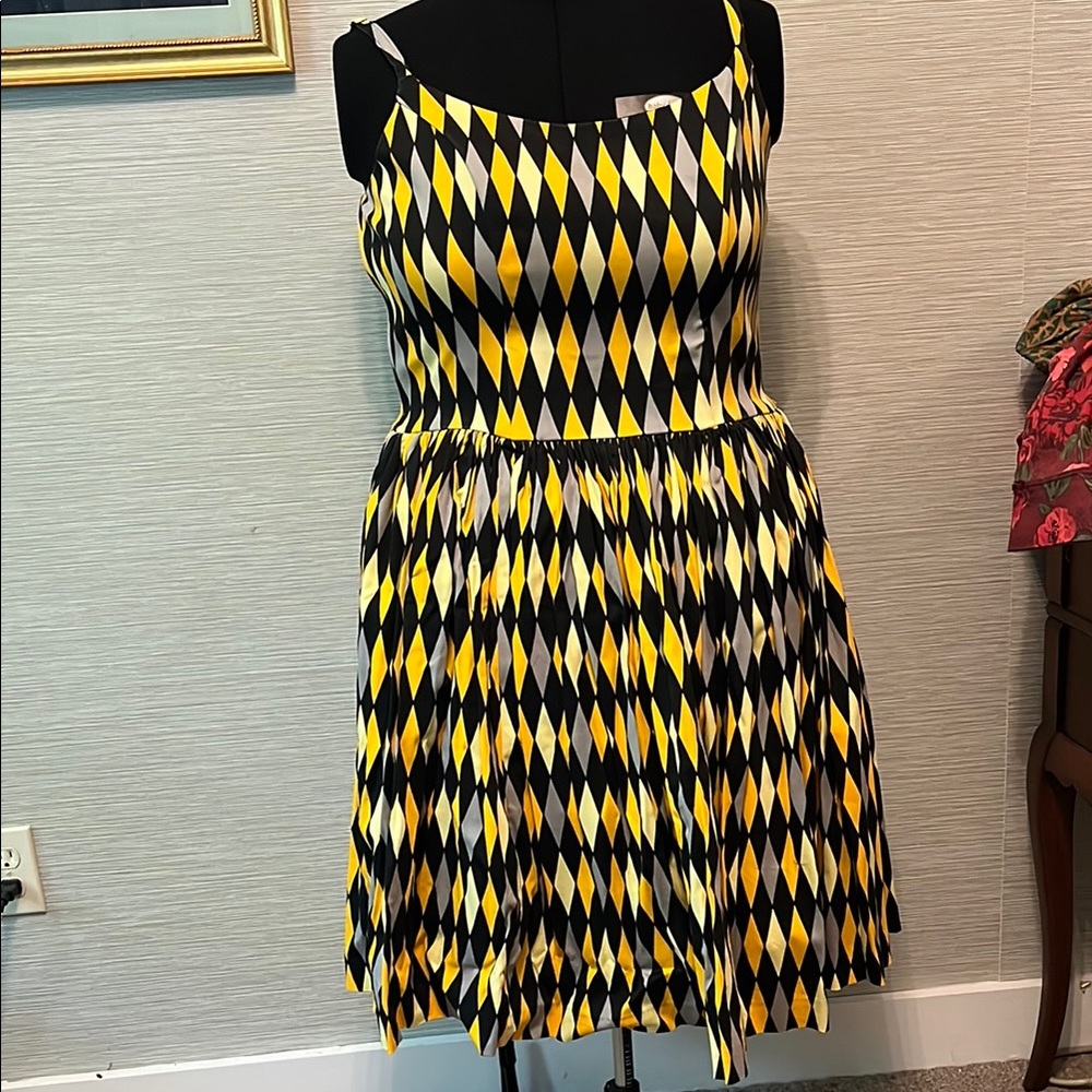 PUG Jenny dress in yellow harlequin